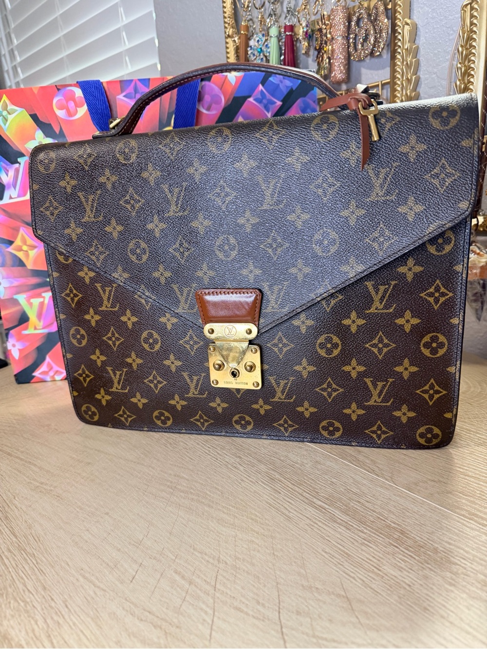 Louis Vuitton Serviette Conseiller Monogram Canvas Briefcase with Gold-Tone Lock